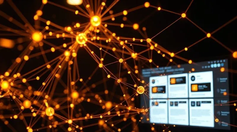 A intricate, glowing network of interconnected nodes representing different data points and user segments, flowing into personalized email templates on a screen. Photorealistic, professional photography, 8K, cinematic lighting, sharp focus on the network and screen, depth of field.