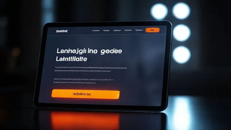 Photorealistic image of a sleek, modern landing page design on a tablet, with clear headlines and a prominent call-to-action button, surrounded by subtle glow effects, cinematic lighting.