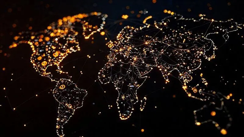 A photorealistic intricate network of glowing lines connecting various cryptocurrency symbols and global cities on a dark, digital map. The lines represent transactions, with some nodes brighter than others, conveying the complexity and global reach of crypto financial flows. Cinematic lighting, sharp focus, depth of field, 8K, professional photography, shot on a high-end DSLR.