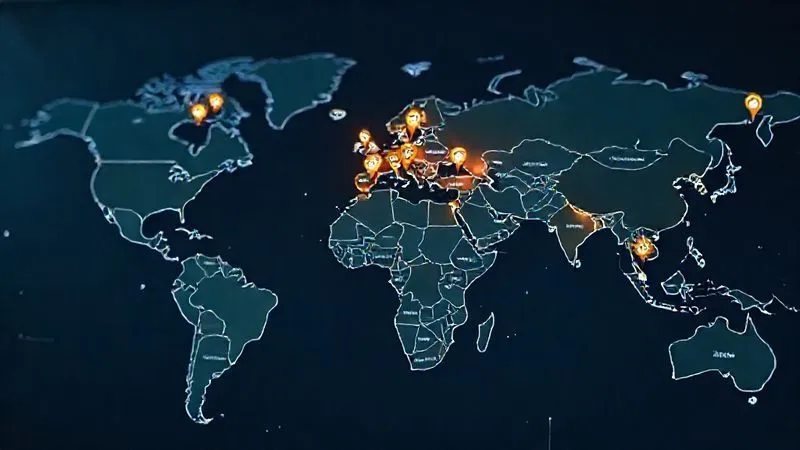 A photorealistic world map with glowing pinpoints indicating different countries, each with a small icon representing their crypto tax approach (e.g., a coin with a percentage sign, a shield for exemption, a question mark for ambiguity). The map should be clean, informative, with cinematic lighting and a sense of global financial interconnectedness. Sharp focus, depth of field, 8K, professional photography, shot on a high-end DSLR.