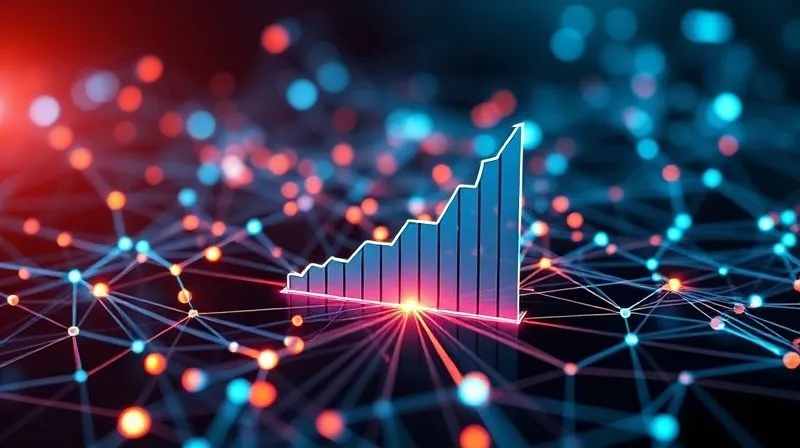 A photorealistic image of a complex web of digital marketing channels interconnected, with sales figures dramatically rising on a graph in the center. The image should convey growth, strategy, and successful integration. Cinematic lighting, sharp focus, 8K hyper-detailed.