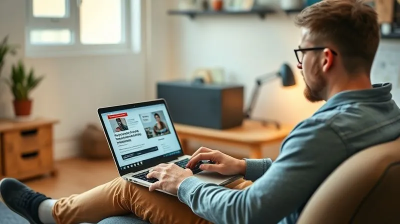 A photorealistic image of a digital nomad sitting comfortably in a well-lit, minimalist workspace, intensely focused on a laptop screen displaying engaging educational content. The content on the screen clearly shows practical, real-world applications relevant to a nomadic lifestyle. Cinematic lighting, sharp focus on the nomad's thoughtful expression and the screen, with a subtle depth of field blurring a neatly organized background. 8K hyper-detailed, professional photography, shot on a high-end DSLR.