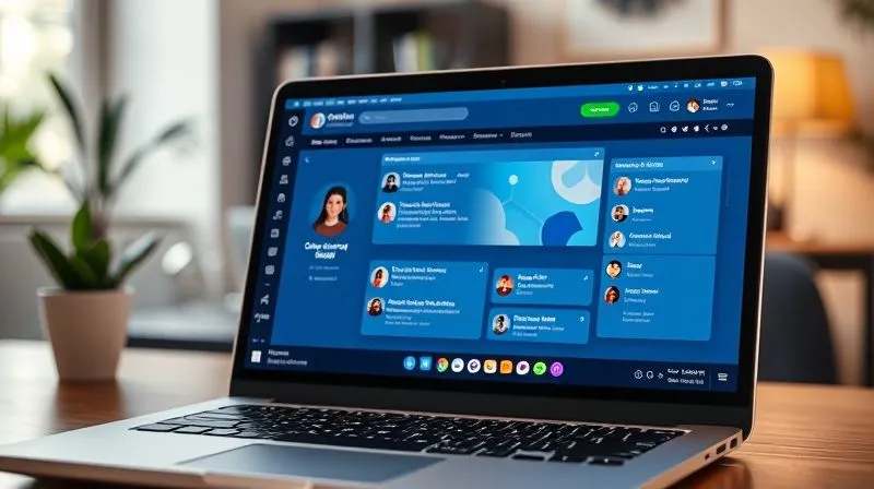 A photorealistic image of a vibrant online community forum interface on a laptop screen, with diverse avatars and active discussions about digital nomad education. The screen is in sharp focus, with a blurred background showing a cozy, modern study space. Cinematic lighting, 8K hyper-detailed, shot on a high-end DSLR.