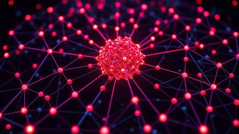 A photorealistic stylized network graph with glowing red nodes representing fake social media accounts or bots, clearly distinguished from a central cluster of vibrant, interconnected blue nodes representing genuine users. The red nodes are isolated or have unnatural connections. Cinematic lighting, 8K hyper-detailed, sharp focus.