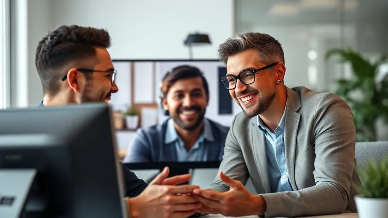 A photorealistic image of two diverse professionals, a designer and a client, collaborating effectively on a digital screen, their faces showing understanding and agreement during a remote video call. A positive, problem-solving atmosphere. Cinematic lighting, sharp focus on their faces and the screen, depth of field blurring the background, 8K hyper-detailed, professional photography, shot on a high-end DSLR.