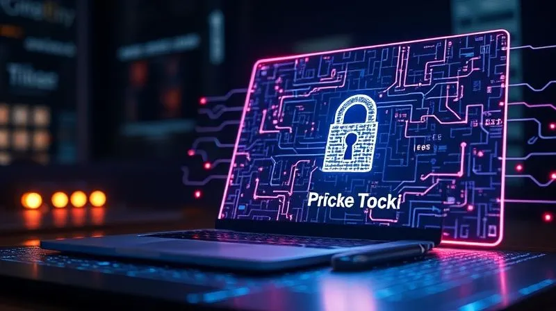 A photorealistic image of a digital firewall represented as a glowing, intricate grid of energy protecting a laptop and smartphone from shadowy, abstract threats trying to penetrate it. Cinematic lighting, sharp focus on the protective grid, depth of field blurring the background, 8K hyper-detailed, professional photography.