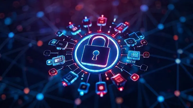 A photorealistic image of a digital key ring, with numerous unique and complex digital keys glowing with different colors, orbiting a central, secure padlock icon. The background is a subtle, abstract representation of interconnected networks, cinematic lighting, sharp focus on the keys and padlock, depth of field, 8K hyper-detailed, professional photography, shot on a high-end DSLR.