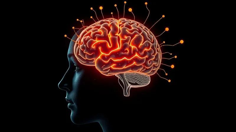 A photorealistic image showing a person's head with various cognitive biases represented as swirling, confusing thought patterns, while another part of the brain is illuminated with clarity and self-awareness. Professional photography, 8K, cinematic lighting, sharp focus, depth of field.