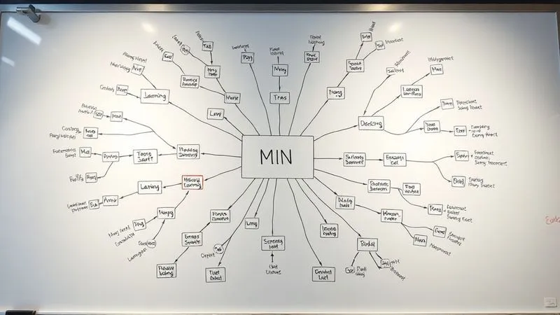 A photorealistic image of a mind map or modular learning path on a whiteboard, with various interconnected nodes representing different learning modules, cinematic lighting, sharp focus on the central nodes, 8K, hyper-detailed.