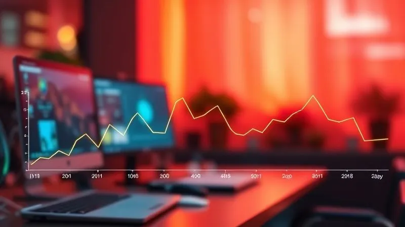 Photorealistic, professional photography, 8K, cinematic lighting, sharp focus, depth of field, shot on a high-end DSLR. A dynamic line graph showing fluctuating energy levels throughout a typical workday, with clear peaks and valleys, superimposed over a blurred, vibrant background of a digital nomad's workspace, illustrating the concept of energy management. The graph is clean and easy to read, with a subtle glow.