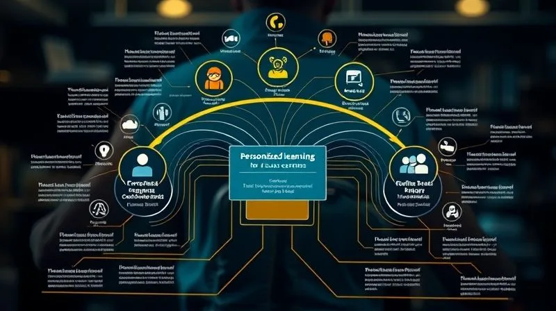 A photorealistic, professional photography, 8K, cinematic lighting, sharp focus, depth of field, shot on a high-end DSLR, depicting a complex but clear infographic showing different personalized learning paths converging into a successful outcome, with icons representing different nomad lifestyles and learning preferences.