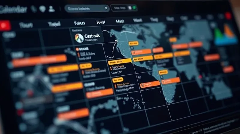 A photorealistic stylized visual representation of a calendar or project management dashboard, overlaying a subtle map or travel route, indicating seamless integration of work and travel schedules. Cinematic lighting, sharp focus on the intricate details of the planner, depth of field. 8K, professional photography.