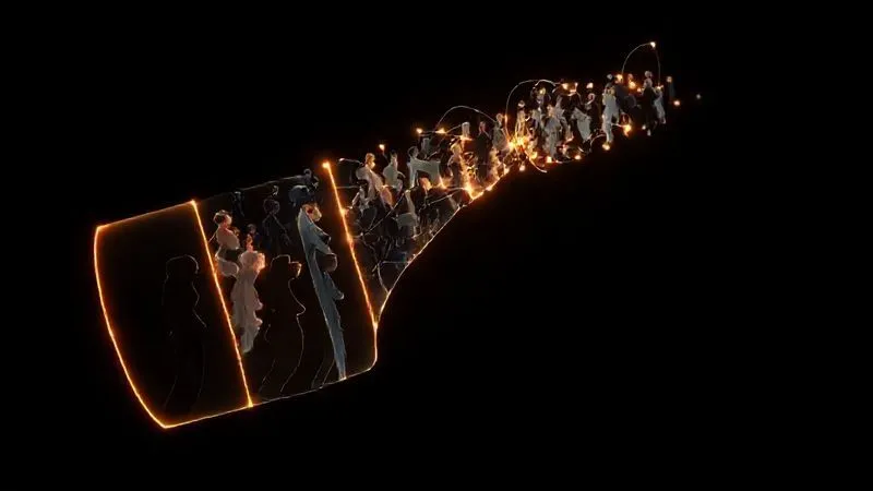 A photorealistic image depicting a clear and streamlined sales funnel, starting with a diverse group of people (representing online connections) at the top, narrowing down to a few individuals shaking hands with a digital nomad at the bottom, symbolizing client conversion. The funnel is composed of glowing, interconnected lines against a dark, minimalist background, 8K, cinematic lighting, sharp focus on the progression, depth of field. Shot on a high-end DSLR, professional photography.