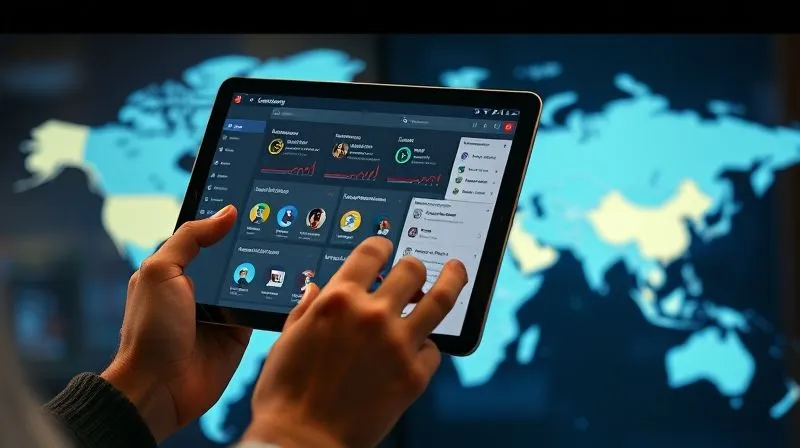 A photorealistic image of a person's hands holding a tablet, displaying a meticulously organized digital dashboard with various learning modules, progress bars, and curated course recommendations. The background is a blurred map of the world, symbolizing travel and global learning. Cinematic lighting, sharp focus on the tablet and hands, depth of field. 8K hyper-detailed, professional photography, shot on a high-end DSLR.