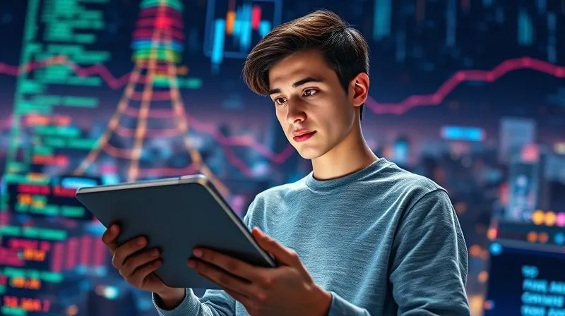 A photorealistic image of a person (gender-neutral) holding a futuristic tablet displaying various data charts and trending keywords, with a background of a dynamic, ever-changing digital landscape represented by flowing code and glowing neural networks. The person's expression is focused and thoughtful, suggesting continuous learning and adaptation. Cinematic lighting, sharp focus, depth of field, 8K hyper-detailed, shot on a high-end DSLR.