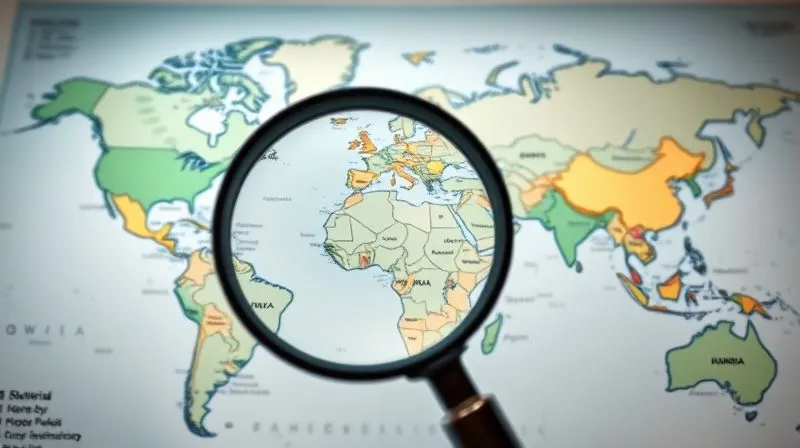 A photorealistic, professional photography, 8K, cinematic lighting, sharp focus, depth of field, shot on a high-end DSLR, image of a magnifying glass hovering over a world map, highlighting various countries with intricate tax codes and residency rules, symbolizing the complexity of international tax residency for digital nomads. The scene evokes a sense of strategic planning and careful navigation.