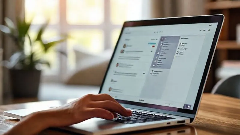 A photorealistic, professional photography image of a sleek, minimalist laptop screen displaying a clean, organized task management application (e.g., Todoist or Notion). A hand is lightly touching the trackpad. The background is a blurred, cozy co-working space with soft natural light. Cinematic lighting, sharp focus on the screen, depth of field. 8K hyper-detailed, conveying efficiency and digital mastery.