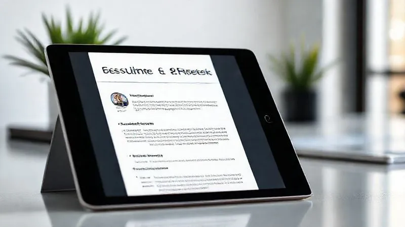 A photorealistic image of a modern digital resume displayed on a sleek, minimalist tablet screen. A section titled "Certifications & Projects" is prominently highlighted, showcasing a MOOC certificate with a verifiable link and a brief description of an impactful project. The background is a clean, professional workspace with subtle, artistic elements. Cinematic lighting, sharp focus on the resume content, depth of field blurring the surrounding desk, 8K hyper-detailed. The image emphasizes professional presentation and tangible results.