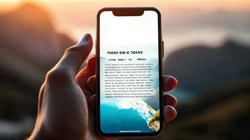 A photorealistic image of a vibrant, inspiring digital ad campaign creative on a smartphone screen, held by a person with a blurred backdrop of a scenic landscape (e.g., mountains or ocean). The ad copy is clear and compelling, focusing on freedom and remote work. Cinematic lighting, sharp focus on the phone and ad, depth of field, 8K hyper-detailed, shot on a high-end DSLR.