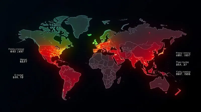 A photorealistic infographic showing a world map with different mobile internet speeds and data costs highlighted in various regions, using a gradient from green (fast/cheap) to red (slow/expensive). Data points are clearly visible, with cinematic lighting and 8K hyper-detailed quality.