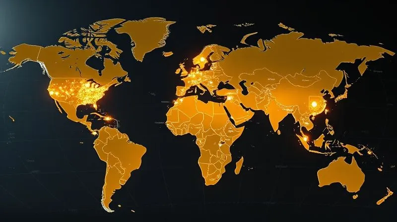 A photorealistic map of the world with various cities highlighted, showing a clear distinction between high-cost and low-cost living areas. A digital overlay of currency symbols and percentage signs indicates cost differences. Professional photography, 8K, cinematic lighting, sharp focus on the map, depth of field, shot on a high-end DSLR.