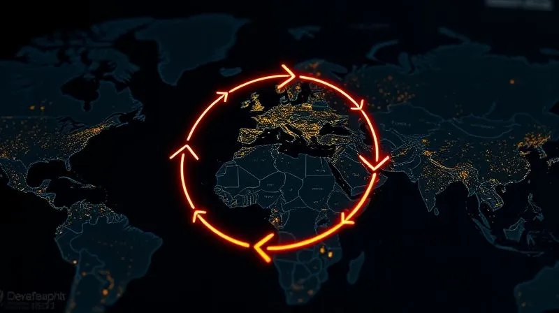 photorealistic, professional photography, 8K, cinematic lighting, sharp focus, depth of field, shot on a high-end DSLR. A circular diagram or cycle, subtly glowing, representing the continuous feedback loop of decision-making and learning, overlaid on a map of the world with faint travel routes. The cycle elements are clearly defined.