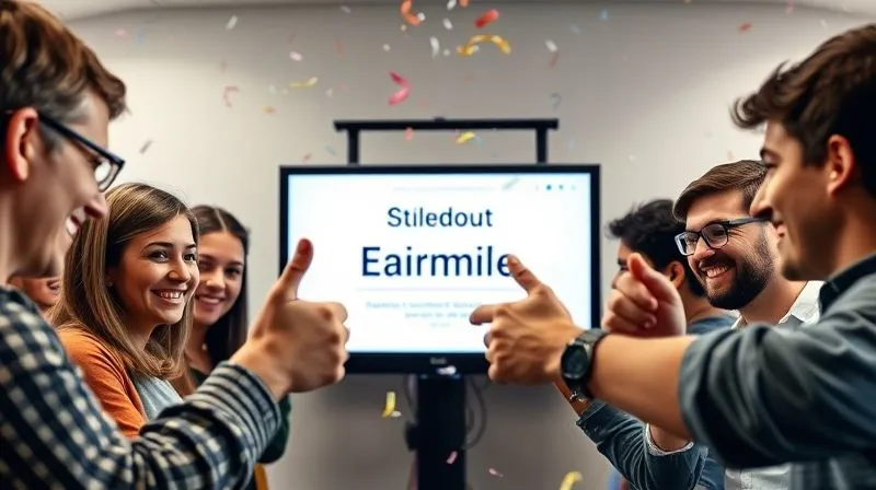 A photorealistic image of a diverse group of virtual students, with varying ages and backgrounds, celebrating a learning milestone on a screen. Confetti is subtly falling, and they are smiling and giving thumbs-up. The tutor's hand is visible, pointing approvingly at the screen. Cinematic lighting, sharp focus on the celebratory scene, depth of field. Professional photography, 8K hyper-detailed, shot on a high-end DSLR.