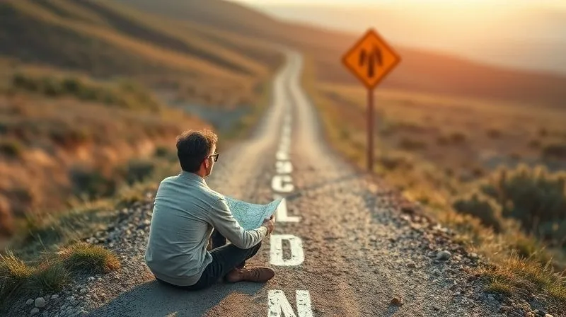 A photorealistic image of a digital nomad sitting at a crossroads, looking at two diverging paths. One path is clearly marked with a 'Dead End' sign, while the other is bright and open. The nomad holds a compass and a map, symbolizing strategic decision-making and avoiding common pitfalls in their entrepreneurial journey. Cinematic lighting, sharp focus on the nomad and the signs, depth of field, 8K hyper-detailed, shot on a high-end DSLR.
