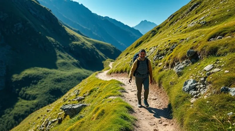 A photorealistic image of a person successfully navigating a challenging, winding mountain path, looking confident and focused. The path is rugged but the person's posture suggests mastery and adaptability. Lush, vibrant nature surrounds them. Cinematic lighting, sharp focus on the person and path, depth of field blurring the distant peaks. 8K hyper-detailed, professional photography, shot on a high-end DSLR.