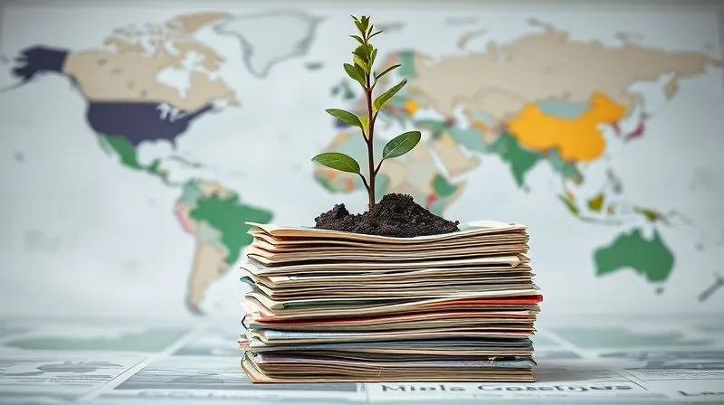 Photorealistic, professional photography, 8K, cinematic lighting, sharp focus, depth of field, shot on a high-end DSLR. A stack of neatly organized currency notes from various countries, with a small, sturdy plant growing from the top, symbolizing financial growth and stability for a global traveler. The background is a subtly blurred map of the world.