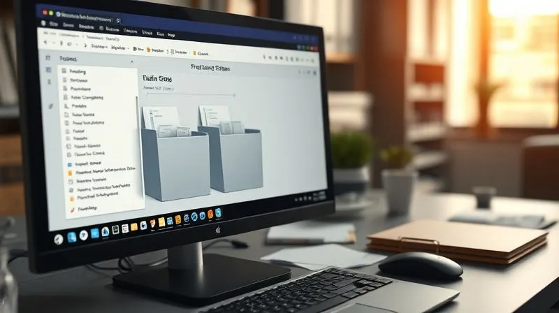 A photorealistic image of a neatly organized digital workspace, with open folders on a screen showing documents, emails, and project management software, symbolizing meticulous documentation. Cinematic lighting, sharp focus on the screen, depth of field blurring the background, 8K hyper-detailed.