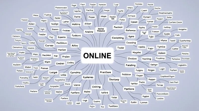 A photorealistic infographic displaying a complex, interconnected mind map of various online platforms categorized by their primary function: 'Freelance Services', 'Online Courses', 'Digital Products', 'Consulting', and 'Content Monetization'. Each category branches out into specific platform examples. The map has a clean, modern design with glowing lines connecting the nodes, suggesting digital flow and opportunity. Cinematic lighting, sharp focus, 8K, shot on a high-end DSLR.