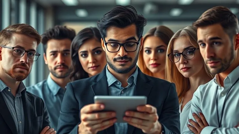 A photorealistic visualization of a diverse group of professional personas, each represented by a subtle overlay of their archetypal characteristics (e.g., a small business owner with a worried expression, a tech startup founder with an innovative glow), arranged around a central digital portfolio concept. Cinematic lighting, sharp focus on their thoughtful expressions, depth of field blurring a modern office background. 8K hyper-detailed, shot on a high-end DSLR.