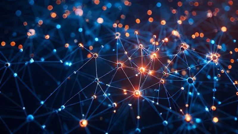A photorealistic image of a complex, glowing network of interconnected nodes, symbolizing high-value solutions and strategic impact, with a blueprint overlay. Cinematic lighting, sharp focus, 8K hyper-detailed.
