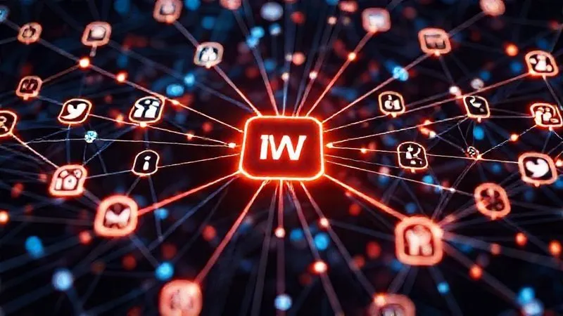 Photorealistic image of a complex network of glowing digital lines connecting various website icons and social media logos, symbolizing successful link building and digital PR. A central, larger icon represents the digital nomad's website, with more lines converging towards it. Professional photography, 8K, cinematic lighting, sharp focus on the network, depth of field blurring the background, shot on a high-end DSLR.