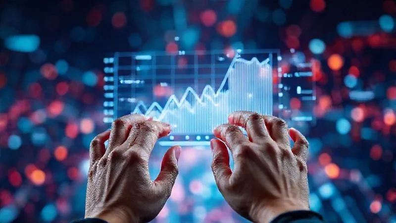 Photorealistic image of a futuristic digital interface showing a constantly shifting and evolving graph, representing the dynamic nature of SEO algorithms. Hands are subtly adjusting controls, symbolizing continuous adaptation. The background is a vibrant, abstract light pattern. Professional photography, 8K, cinematic lighting, sharp focus on the interface and hands, depth of field blurring the background, shot on a high-end DSLR.