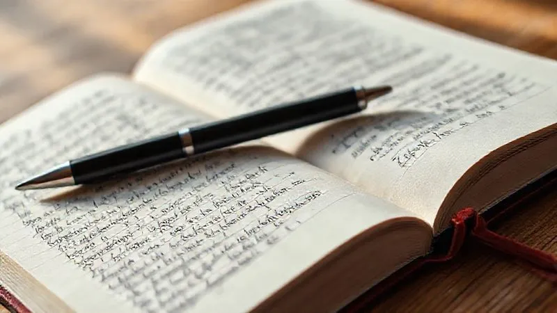 A photorealistic close-up of a journal with handwritten notes about daily activities and emotional states, a pen resting on the page, bathed in soft morning light, conveying self-reflection and organization. Professional photography, 8K, cinematic lighting, sharp focus, depth of field, shot on a high-end DSLR.