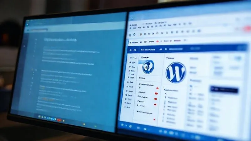 A photorealistic image of a split screen, one side showing a user-friendly drag-and-drop interface of a SaaS e-learning platform (like Teachable), and the other side showing a more complex but highly customizable WordPress dashboard with a LearnPress plugin interface. Cinematic lighting emphasizes the contrast in user experience and control, sharp focus on both interfaces, depth of field blurring the background. The image represents the choice between ease and ultimate customization for a digital educator.