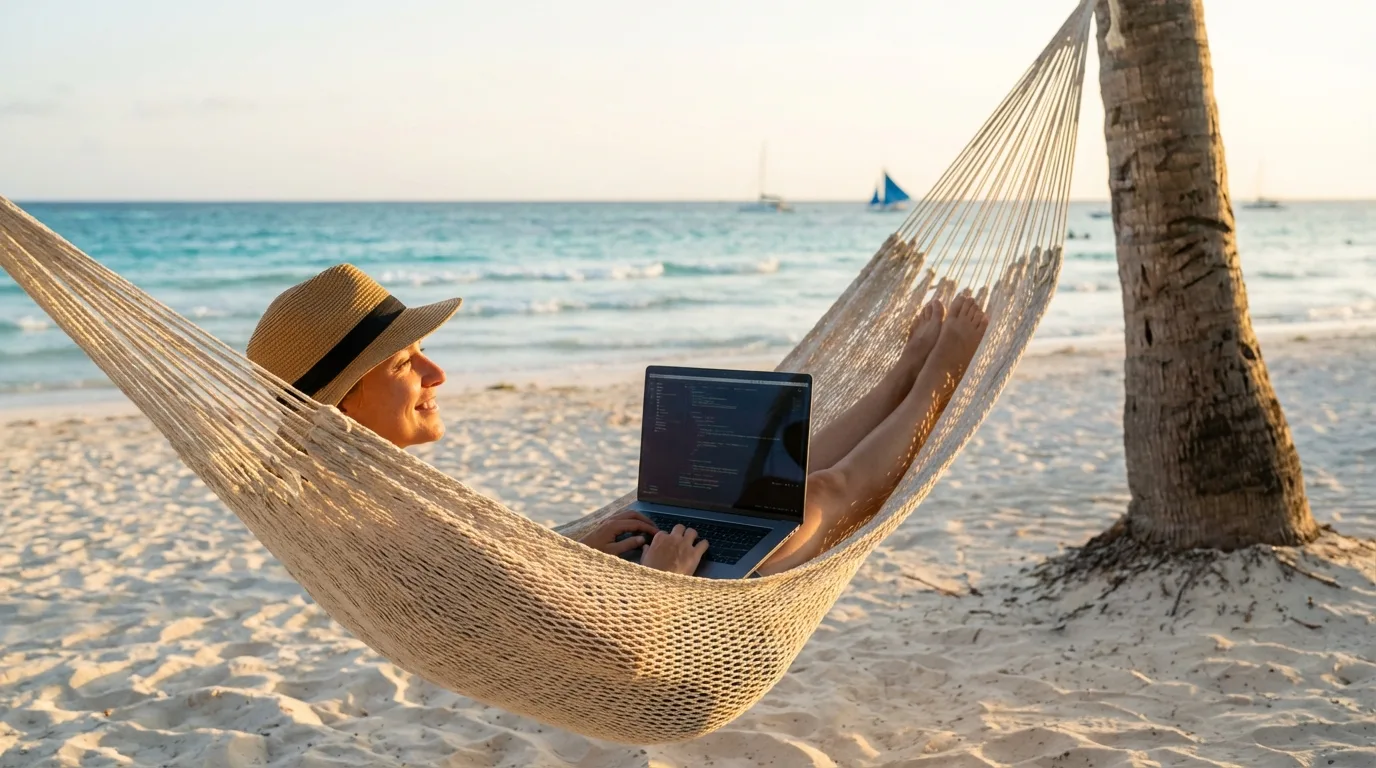 Trabalhar na praia parece idílico, mas manter o foco exige disciplina e técnicas de gestão de tempo eficazes.